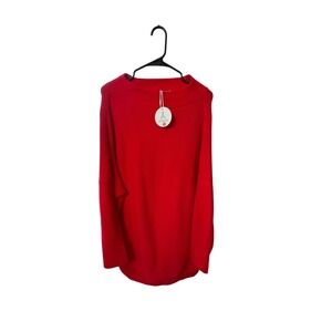 Anrabess Womens Red Ribbed  Oversized Pullover Sweater Tunic  XL NWT